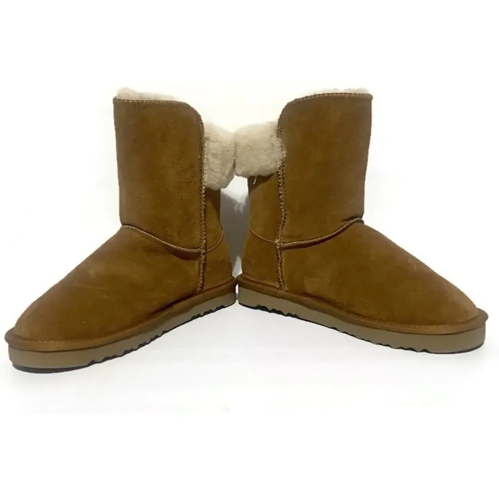 Style & Company Suede Uppers Chestnut Boots Size 9 Faux Fur Lined Mid Calf NWT